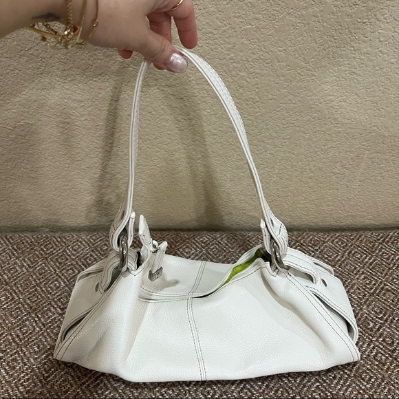 Vtg Kenneth Cole Reaction White Leather Rectangular Y2K Handbag Grunge Preppy - Picture 1 of 9